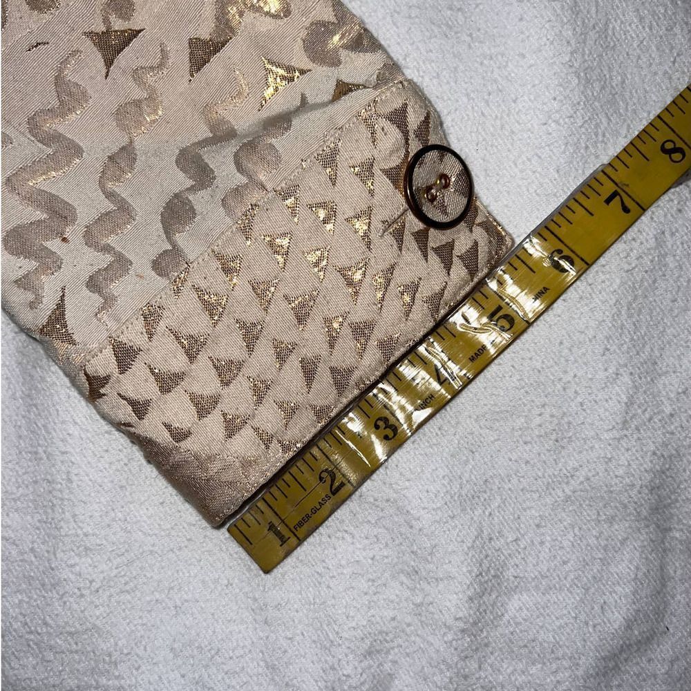 Chico's Cream/Gold Metallic Textured Lined Biker Jacket- 1(M) - Picture 11 of 13